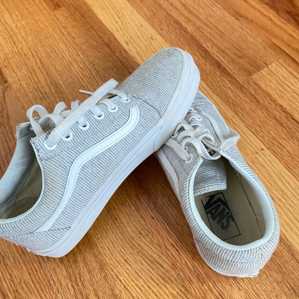 Viral Grey Vans with stripped pattern, size 8, in great condition